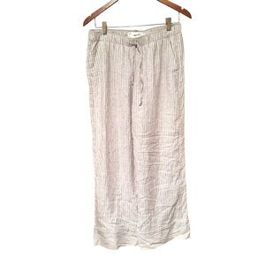 Hollister Co. Linen Blend High Rise Wide Leg Striped Pants Green Size Medium